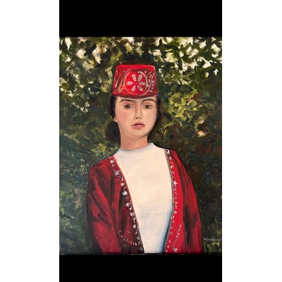 Crimean Tatar girl oil painting portrait, Ukranian art. Original work. Artist Marina Stognieva